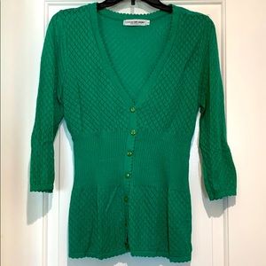 Nordstrom Green Cardigan/Shirt - Size L